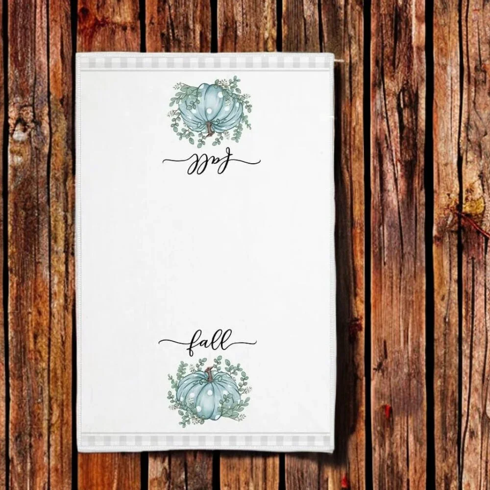 Fall Kitchen Towels Pumpkin Autumn Holiday Thanksgiving Farmhouse Cottage Decor